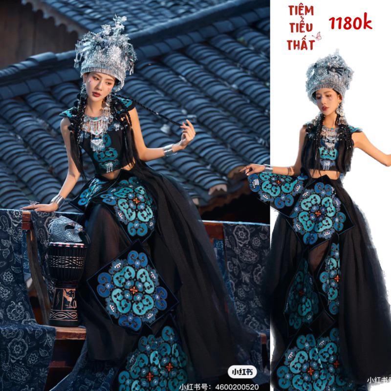 Trang phục miêu cương tây tạng đen ( sẵn )