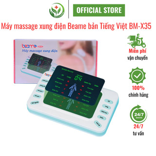 Tặng thêm 4 MD Máy Massage Xung Điện Trị Liệu 4 Miếng Dán Bản Điều Khiển Tiếng Việt BEAME BM-X35