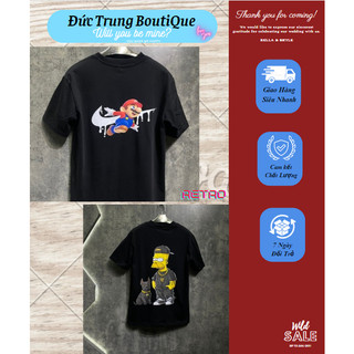 Siêu Phẩm Bộ Quần Áo 2 Màu Mario, Simpson Thời Trang Họa Tiết Logo Mario Và Simpson Sau Áo Và Quần
