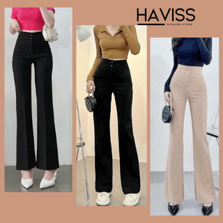 Quần tây ống loe Haviss dáng suông dài thiết kế cạp lưng cao loe gấu tôn dáng phong cách trẻ trung thời thượng