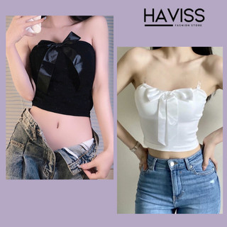 Áo quây ngực Haviss thiết kế ôm body dáng trơn croptop đính nơ trước dễ phối đồ thời trang trẻ trung cá tính