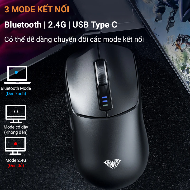 Chuột gaming AULA SC580 - 3 Mode kết nối - 10,000 DPI -Trọng lượng 81 gr pin 500 mAh - Bh 12T | BigBuy360 - bigbuy360.vn