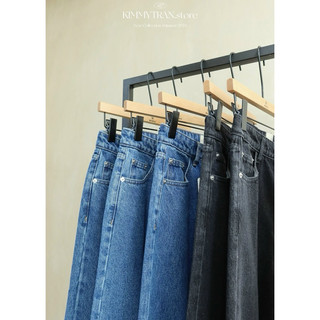 QUẦN JEAN XANH LẬT LAI TRẮNG Basic