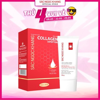Combo Nước Uống Đẹp Da Collagen Dipeptide 5 Túi Và Kem Chống Nắng Sa Mac 50g