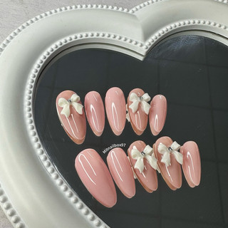Mã 055 Nailbox thiết kế hồng cham nơ