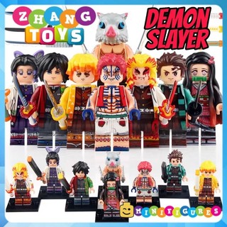Đồ chơi Xếp hình Kimetsu No Yaiba trong Demon Slayer gồm Tanjiro - Nezuko - Akaza - Zenitsu - Inosuke Minifigures WM6116