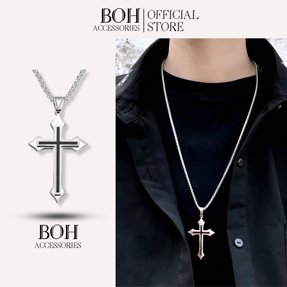 Dây chuyền mặt thánh giá chất liệu titan không gỉ Boh Accessories - DCTGHH1