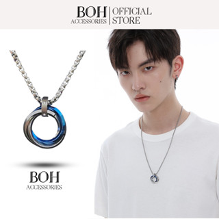  Dây chuyền titan không gỉ unisex mặt nhẫn xoắn 3 lớp Boh Accessories nhiều màu sắc - DC3N 