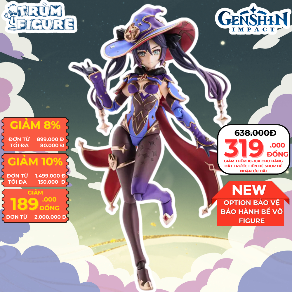 Mô Hình, Figure Genshin Impact Bé Phù Thủy Mona Figma Anime, Game - Full Box Trùm Figure