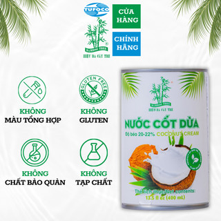 NƯỚC CỐT DỪA CREAM BÉO HIỆU BA CÂY TRE (20 - 22% FAT) LON 400ML, 100% TỪ DỪA NGUYÊN CHẤT