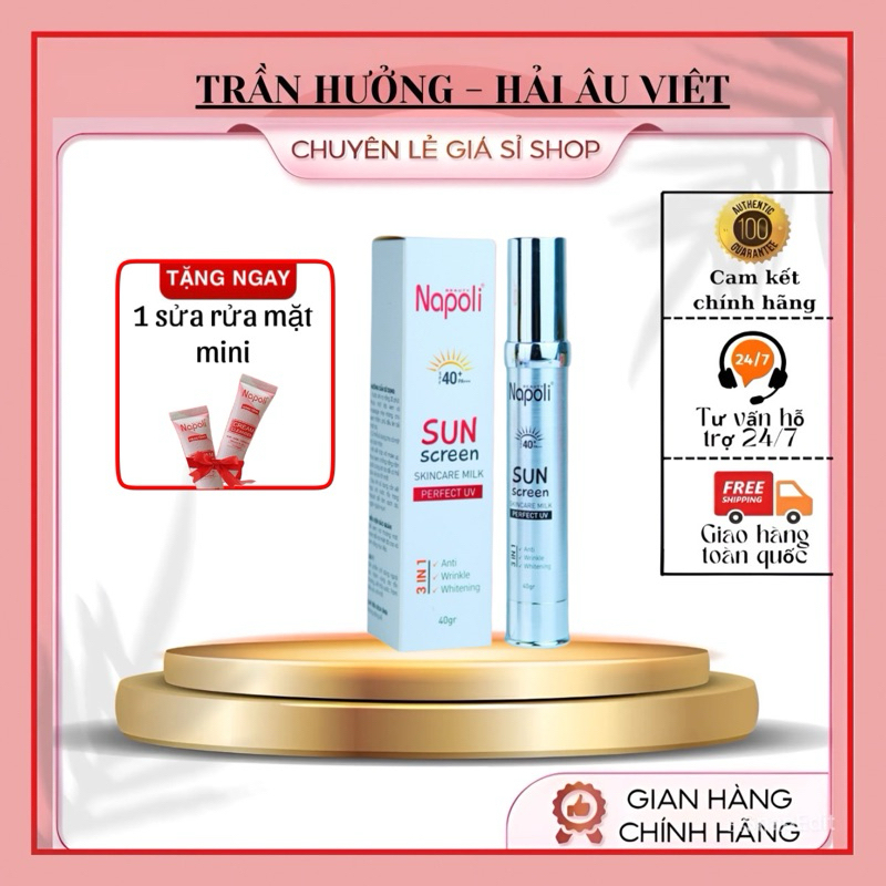 KEM CHỐNG NẮNG NAPOLI  tặng sửa mặt mini