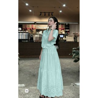 Set váy dài thiết kế thêu hoa caryln store
