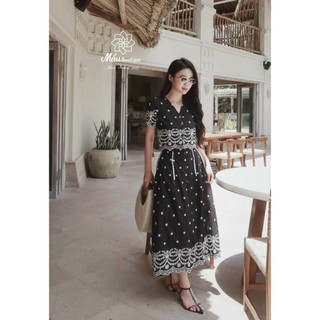Set váy thiết kế thêu chân vòng cung phối ren caryln store