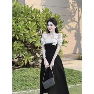 BIGSIZE HIẾU HIẾU (55-95KG) - Đầm thiết kế sang trọng dự tiệc 2 dây phối nơ vai 2 kiểu dáng (Dài - Ngắn)