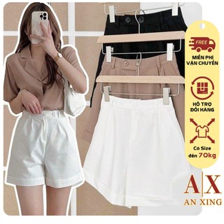 [Cầu Giấy,HN-Sẵn Hàng] Quần short nữ An Xing,quần short nữ lưng cao ống rộng ôm eo xắn gấu phong cách năng động