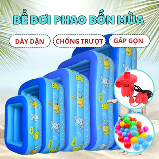 Bể Bơi, Phao Bơi 1m2 - 1m3 - 1m5 - 1m8 - 2m1 Bể Dày 2 Lớp Có Đáy Chống Trơn Trượt Siêu An Toàn Cho Bé