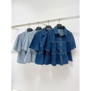 AfterBefore | Áo Denim Tay Ngắn 2 Màu