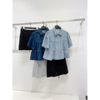 AfterBefore | Áo Denim Tay Ngắn 2 Màu