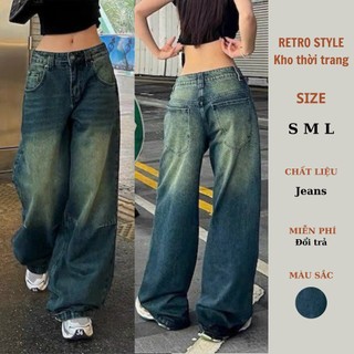 Quần jean suông unisex ống rộng màu wash - Retrostyle.vn - QuanJ55_P9K3