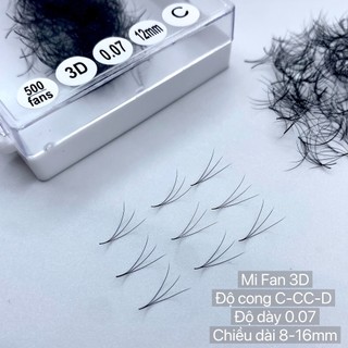 Mi Fan Sẵn 3D Dễ Bắt Keo / Dày 0.07 / Cong C-CC-D / Hộp 500 Fan / Sỉ lẻ dụng cụ mi giá sỉ Belash