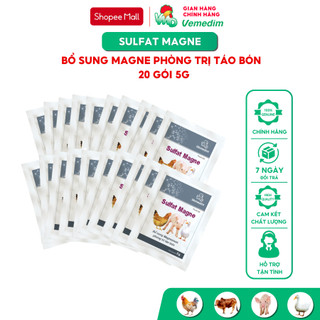 Vemedim Sulfate Magne bổ sung Magnesium, phòng táo bón cho gia súc, gia cầm, set 20 gói 5g