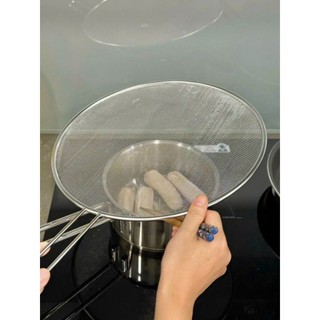 Lưới đậy chảo chống văng dầu mỡ inox có tay cầm 33cm