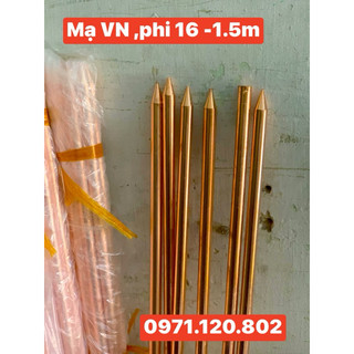Cọc tiếp địa mạ đồng phi 16 dài 1,5m
