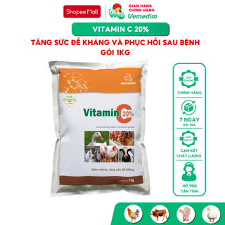 Vemedim Vitamin C 20% Bổ sung vitamin C tăng cường đề kháng cho gia súc, gia cầm, gói 1kg