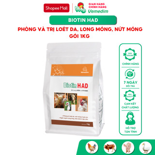 Vemedim Biotin HAD Bổ sung kẽm và vitamin ngăn ngừa loét da, nứt móng cho gia súc, gia cầm, gói 1kg