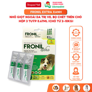 Vemedim Fronil extra dùng ngoài da giúp diệt ve, bò chét cho chó từ 2-10kg (1 hộp 3 tube 0,67ml)