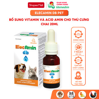 Vemedim Elecamin db cung cấp vitamin tăng đề kháng cho chó, mèo, chim cảnh, chai 20ml