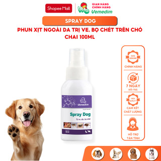 Vemedim Spray dog chai phun xịt ve, rận, bọ chét trên da cho chó, trâu, bò, chai 100ml