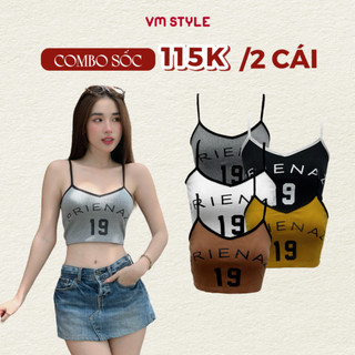 Áo thun 2 dây nữ VMSTYLE croptop ôm in số 19 nhiều màu thời trang mùa hè, đi chơi, đi biển ATU00810