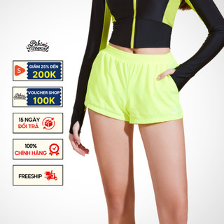 Quần bơi nữ bikini passport kiểu ngắn hai lớp - màu xanh neon - bs1015_neo