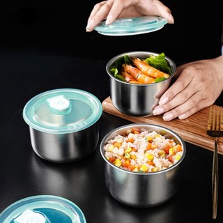 Set 5 hộp inox đựng thực phẩm giữ nhiệt Tròn - Khay inox tròn , Bát inox đựng thực phẩm có nắp đậy