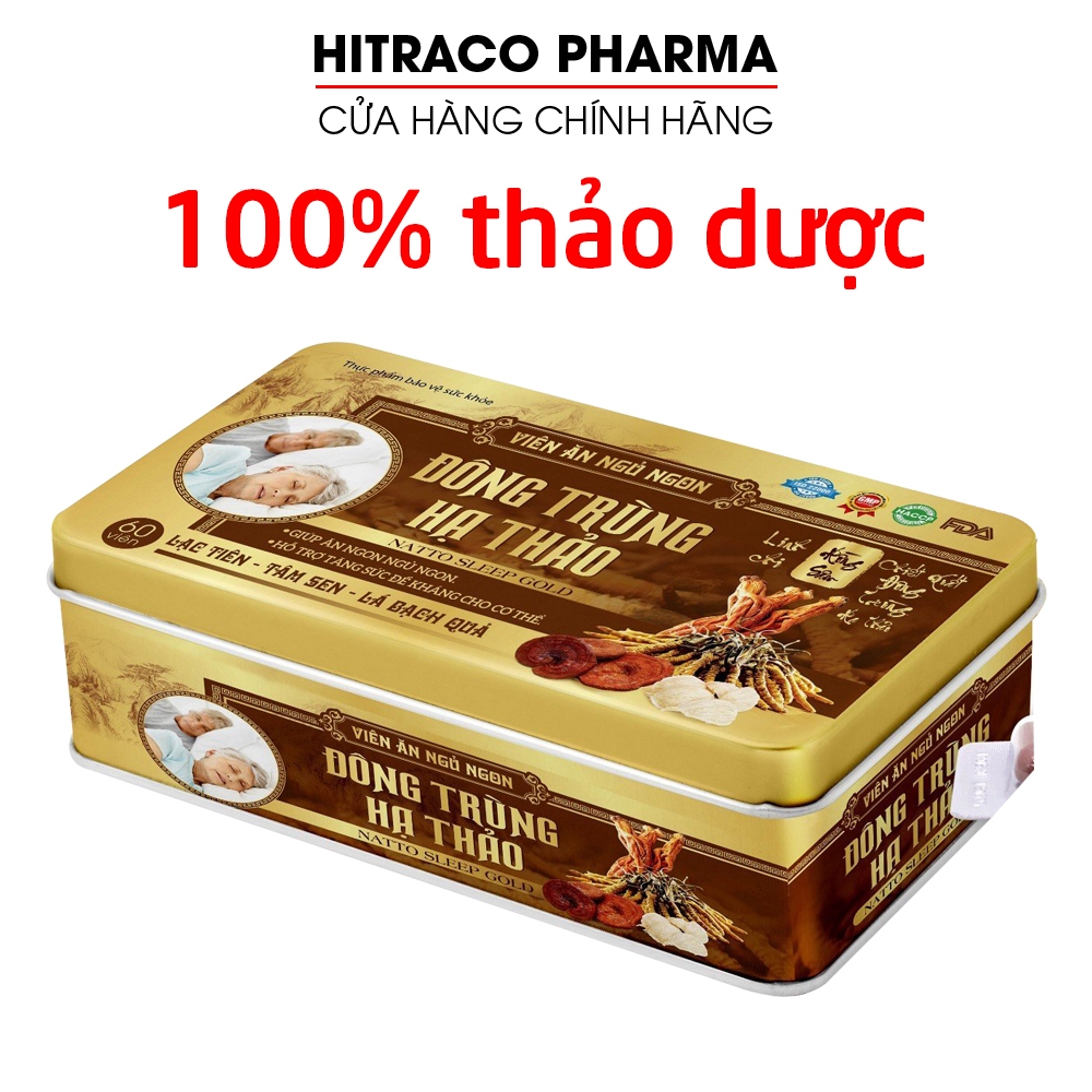 Viên Ăn Ngủ Ngon (hộp thiếc) đông trùng hạ thảo, lạc tiên, tâm sen, bạch quả tăng sức đề kháng - 60 viên