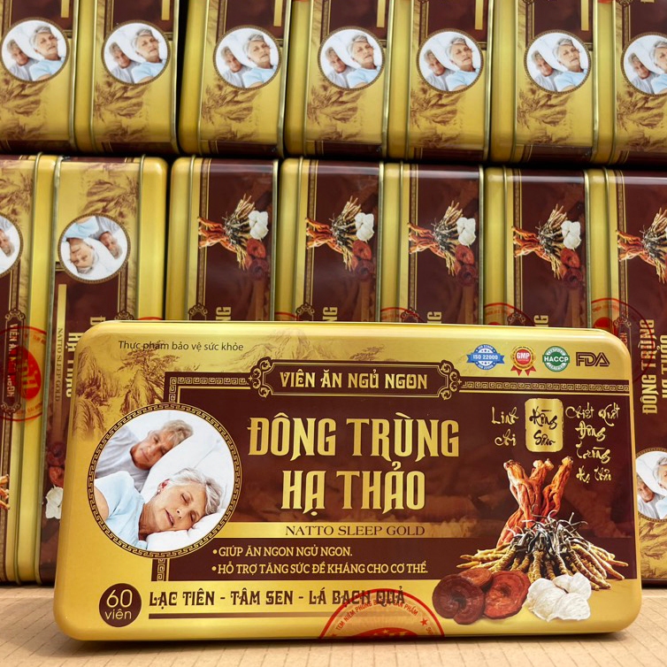 Viên Ăn Ngủ Ngon (hộp thiếc) đông trùng hạ thảo, lạc tiên, tâm sen, bạch quả tăng sức đề kháng - 60 viên