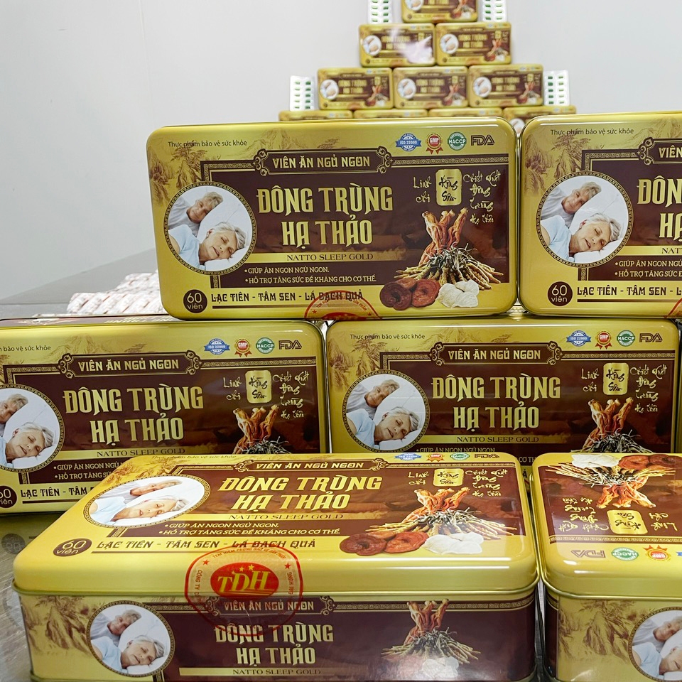 Viên Ăn Ngủ Ngon (hộp thiếc) đông trùng hạ thảo, lạc tiên, tâm sen, bạch quả tăng sức đề kháng - 60 viên