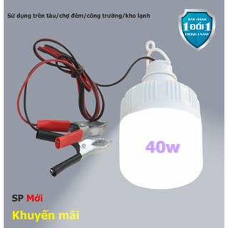 BÓNG ĐÈN LED 12V KẸP BÌNH ẮC QUY 20W 30W 40W ÁNH SÁNG TRẮNG