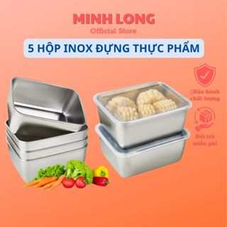 Combo 5 hộp đựng thực phẩm có nắp đậy  Khay đựng đồ ăn , thực phẩm lạnh có Kèm Nắp Đậy