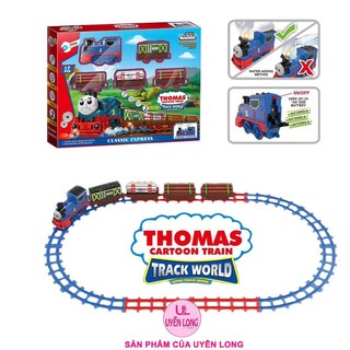 Tàu Hỏa Đường Ray Thomas 5 Toa 2055-5, Đèn Nhạc, Âm Thanh, Có Khói Mô Phỏng, Đường Ray To Dễ Lắp Ráp