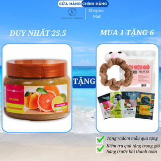 Tẩy tế bào chết Exclusive Cosmetic Hỗ Trợ Sáng Da Giảm Thâm Chiết Xuất Mơ Cam Chanh Dung Tích 380G