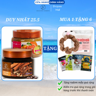 Tẩy Tế Bào Chết Exclusive Cosmetic Trắng Sáng Mềm Mịn Da Quế Hồi Cafe & Cam Chanh 380g