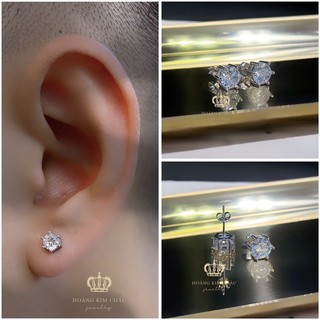 Bông tai bạc nụ nam nữ Hoàng Minh Châu Jewelry , khuyên tai đá chuẩn bạc S950 cao cấp
