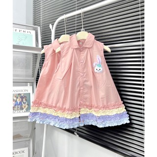 V58 - Váy bé gái cổ bẻ dáng suông chân váy bèo, chất liệu thô mềm đẹp cho bé gái từ 8-30kg