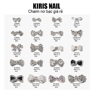 Charm nơ bạc đá giá rẻ đính móng