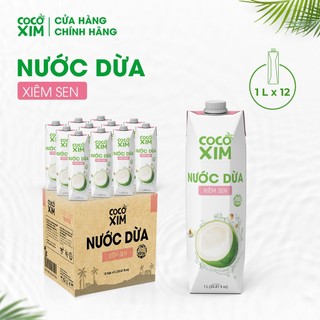  Thùng 12 Hộp Nước Dừa Xiêm  100% Dừa Tươi Nguyên Chất 1000ml Cocoxim - Thương hiệu COCOXIM - AZAGO 