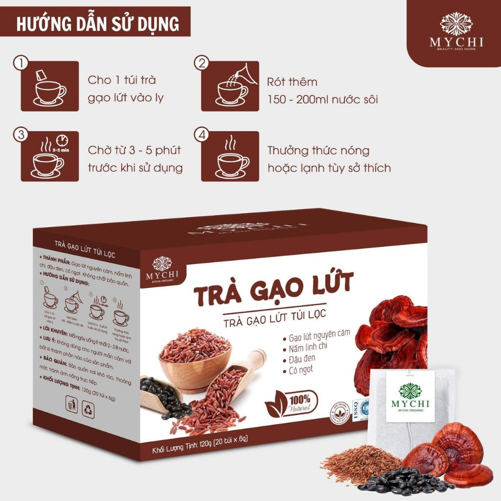 Trà Gạo Lứt Túi Lọc MYCHI Hỗ Trợ Tan Mỡ Giảm Cân, Ngừa Tiểu Đường, Lợi Sữa Sau Sinh, Giảm Đau Xương Khớp - vnmask