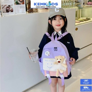 Balo trẻ em kemkids họa tiết gấu cho bé đi học 1-5 tuổi