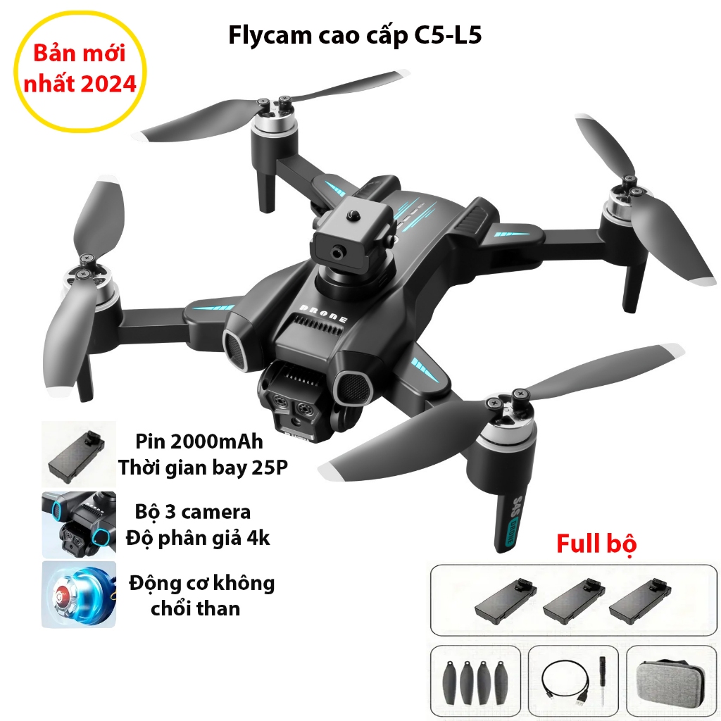 Máy bay điều khiển từ xa C5-L5, Flycam mini giá rẻ thích hợp cho người mới chơi